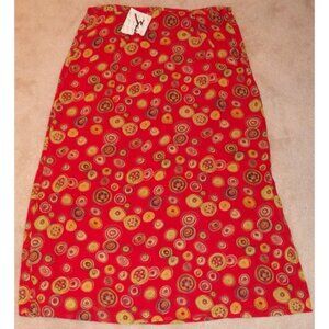 NWT Zashi Red Sheer Rayon Skirt Lined Women's Size Medium Side Slit